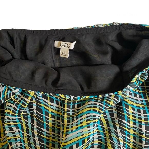 Cato Multicolor Elastic Waist Pull On Maxi Skirt Size M Abstract Scallop Hem - Picture 10 of 13